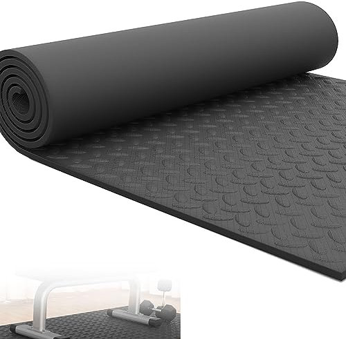 RVUEM Schallschutzmatte, Antivibrationsmatte, DäMpfungsmatte FüR LaufbäNder, Bodenschutzmatte, Trainingsmatte, FüR FitnessgeräTe, Heimtrainer, Crosstrainer, RudergeräT,Schwarz,2000×1000×10mm