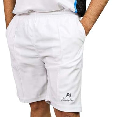 Henselite Lawn Bowling Sports Shorts in White, Black and Grey (L, White)