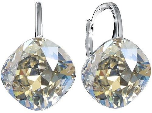 Rhombus Raute Damen Hängen Ohrringe Silber 925 mit Marken Kristalle Zirkonia - Schmuck Echt Silberne Hängende Ohrhanger für Frauen und Mädchen - Hängeohrringe Ideal Geschenk
