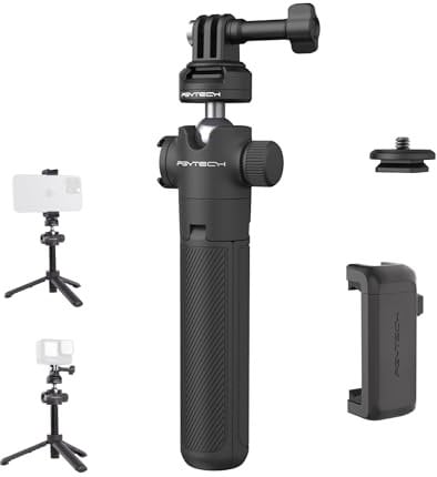 PGYTECH CapLock Extension Pole Tripod with Phone Clip for DJI OSMO Action 5/4, for Gopro Hero 12/11/10, OSMO Pocket, for Insta360, XiaoYi, Feiyu Action Cameras with 1/4-20 Thread Adapter