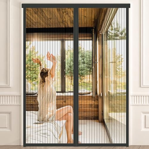 BukyTom Zanzariera Magnetica Porta 90x210 - Nera Tenda Zanzariere Magnetiche per Porta Balcone - Magnete Zanzariera con Calamite - Magnetic Door Screen - Rete Fine Magneti Anti Zanzare