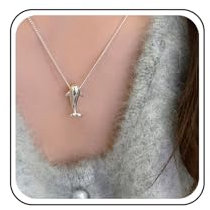 Inilbran Bohemia Wal Halskette Halskette Vintage Meer Wal Halskette Halskette Silber Meer Ozean Fisch Anhänger Halskette Minimalistisch Niedlichen Fisch Halskette Sommer Strand Halskette Schmuck