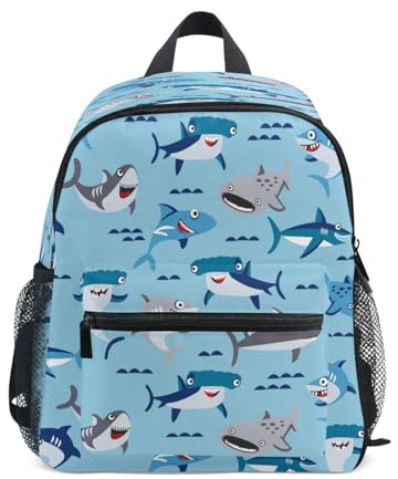HMZXZ Kinder Kleinkind Mini Rucksack für Jungen Mädchen Karikatur Haie Kinder- Rucksäcke Ozean Hai Schule Tasche S