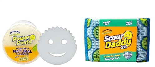 Scrub Daddy Power Paste All Purpose Cleaner - Oven Cleaner Heavy Duty Cleaning Products & Scour Daddy XL, Scourers Non Scratch Scrubbing Sponge, Scouring Pads, Kitchen Sponges