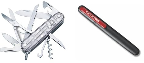Victorinox Schweizer Taschenmesser Huntsman & Dual-Messerschärfer Outdoor, Taschenmesser Schärfer, Schleifstein klein, schwarz