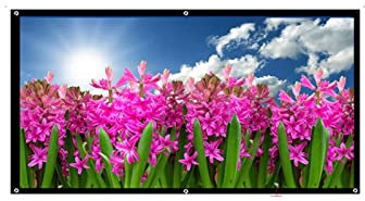 Projector Screen, Large Size Screen 300 Inch 16:9 3D Silver Projection Screen Fabric With Eyelets Easy Install For Home Party Backyard Stadium Park Outdoor HD Blow Up Movie Screen