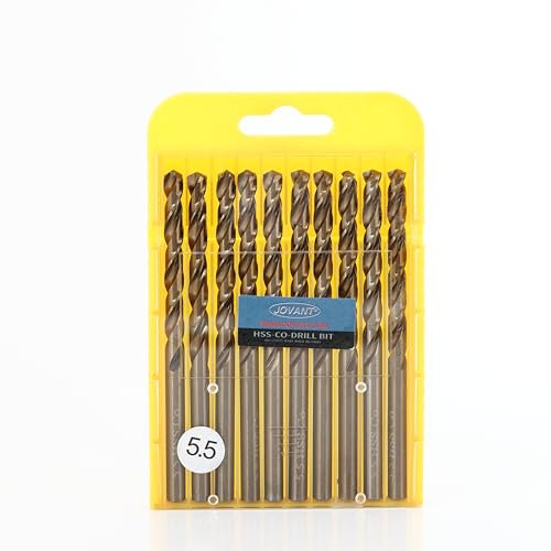 JOVANT Lot de 10 forets en cobalt M35 HSS haute vitesse pour perceuse/visseuse en acier inoxydable 5,5 mm
