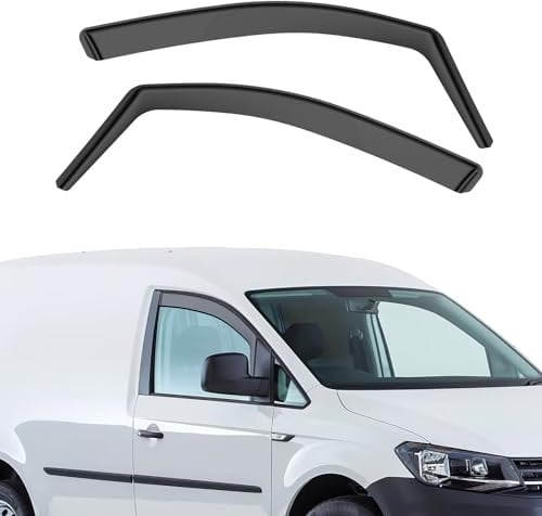 GEARCELL Black Wind Deflectors, Rain Guards Window Visor Compatible with Volkswagen CADDY MK3 MK4 2004-2020, in-Channel Side Shatterproof Sun Visor