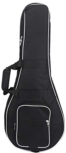 Glomora Étui pour mandoline, sac de transport portable en tissu Oxford épais, double fermeture éclair avec poches latérales, noir