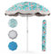 COSTWAY Parasol Plage 200 cm avec Franges, Parasol de Jardin Extérieur Inclinable, Parasol Plage Pliable Compact, Tissu en Revêtement Argenté, Pied d'Ancrage à Visser, Sac de Transport
