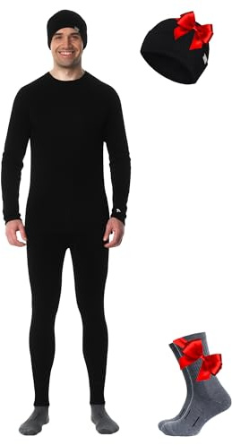 Merino.tech 100% Merino Unterwäsche Herren Set Shirt & Hose + Wandersocken | Atmungsaktive Light, Midweight, Heavy Funktionsunterwäsche, Skiunterwäsche, Thermounterwäsche Set, Wandern, Ski, Outdoor