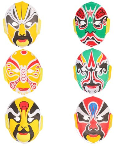 WRITWAA 6 Pièces Masque Fête Pékinoise Costume De Cosplay De Pékin Décor Rétro Décor D'halloween Habillage D'opéra Chinois Déguisements D'halloween Chinois Résistant à L'usure Plastique