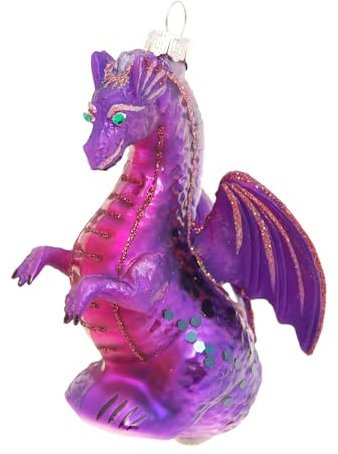Krebs Glas Lauscha - Weihnachtsdekoration/Christbaumschmuck aus Glas - Drache - Farbe: Lila - Größe: ca. 12 cm