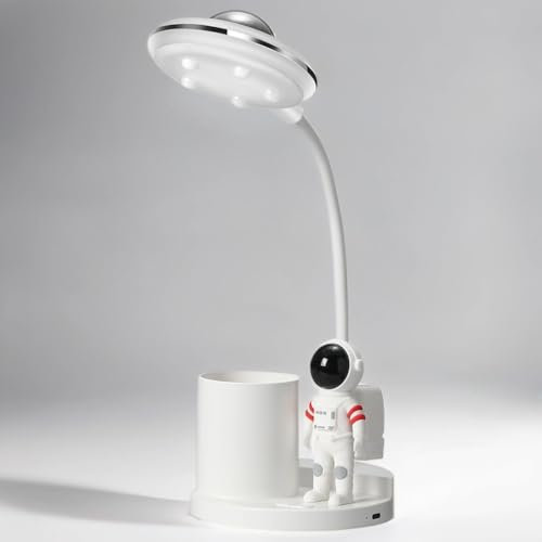 Kinder Schreibtischlampe mit Stifthalter, Niedliche LED Schreibtisch Tischlampe Tischleuchte Kinder Studienlampe mit Projektor,Nachttischlampe Tisch Kinderlampe Tischlampen Leselampe Nachttisch