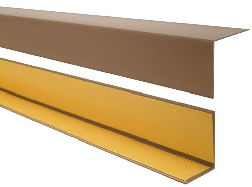 Quest PVC Winkelprofil Kunststoff Selbstklebend Kantenschutz Eckenschutz Eckleiste Winkelleiste, 15x15mm, 150cm, braun