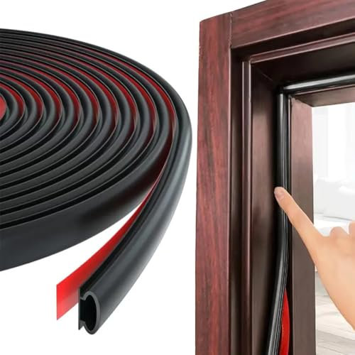 6M Negro Burlete Para Marcos de Puerta y Ventana, Cinta de Sellado de Ventanas Impermeable para Huecos de 3-6 mm, Autoadhesivo PVC, para Puertas de Entrada, Ventanas, Garajes Tipo D