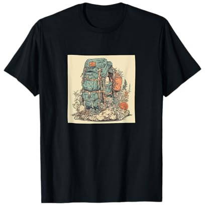 Rucksack Wandern Blumen Vintage Grafik T-Shirt