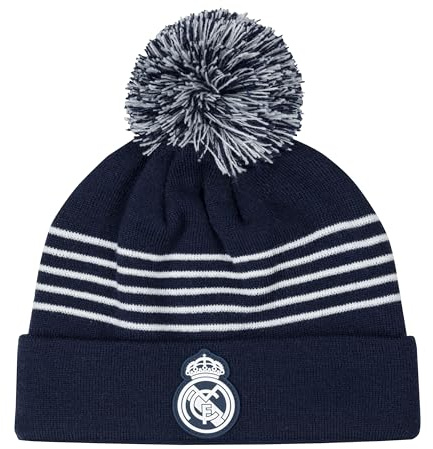 Real Madrid Mütze mit Bommel Real – Offizielle Fußball-Kollektion – Herrengröße, blau, Einheitsgröße