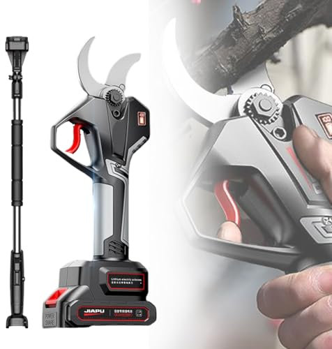 twostronking Gartenschere Mit 7,2 cm Langer Stangenöffnung, Mit Wiederaufladbarem Akku Und Teleskopstange, Restladeanzeige, Geeignet Zum Beschneiden Von Zweigen, Sträuchern, Kirschen Usw.,3battery