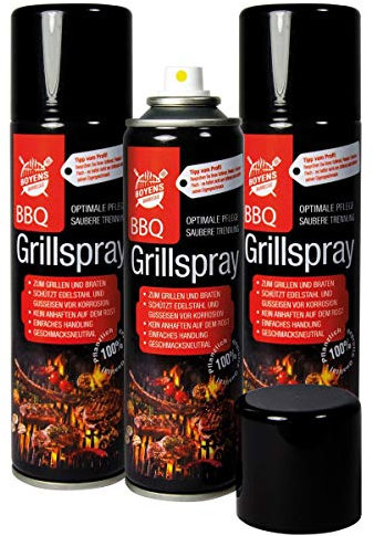 Boyens BBQ Grillspray 200ml - Schützt Edelstahl und Gusseisen vor Korrosion - Geschmacksneutral - Zum Grillen und Braten (3er Pack)
