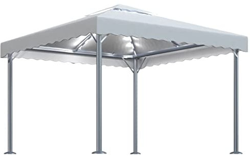 Gartenpavillon Carport Weidezelt Pavillons - Pavillon mit LED-Lichterkette 300x300 cm Cremeweiß Aluminium für Terrasse Garten Festival Party