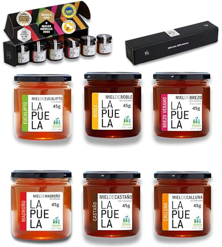 LAPUELA Pack Miel 100% Natural – Sabores Únicos con Beneficios Saludables – Miel Pura Cruda y Artesanal – Producción Tradicional Asturias (270, Pack Degustación)