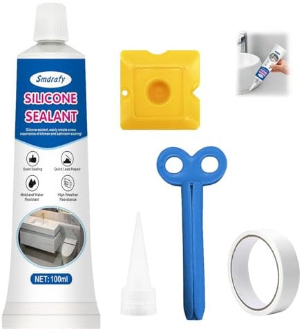 100ml Silicone Antimuffa per Doccia, Sigillante Piastrelle Doccia, Impermeabile, Trasparente, Fughe Piastrelle, Usato per Silicone Bagno/Doccia/Cucina/Bicchiere/Interni ed Esterni