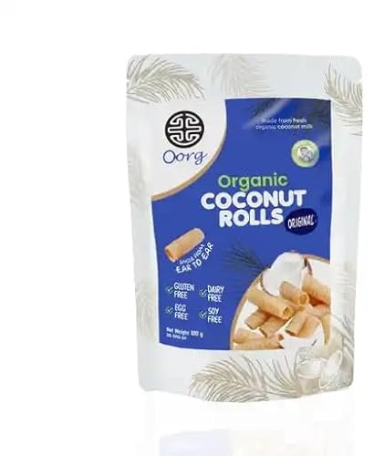 'OORG Organic Coconut Rolls, 100g x 6 Packs, Made in Sri Lanka | Vegan, Gluten-Free, Non-GMO, Vegetarian, Dairy Free Vanilla, BBQ, Chocolate, Ginger & Cinnamon, Original, Sour Cream & Onion (Original)