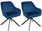 Goeurvant Lot de 2 Chaise Pivotante Velours Salle à Manger à 360° avec Accoudoirs Chaise de Cuisine Fauteuil Pieds en Métal pour Salon, Bleu Foncé