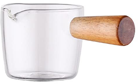 NEBE Salsera Vaso de Salsera for el hogar, Vaso pequeño for Leche, dispensador de Leche con Mango de Madera Salseras para Mesa(S)