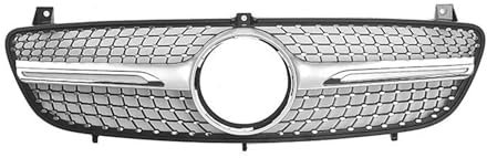 SQIFBA Für Mercedes Für Benz W639 Für Viano/Für Vito 2006 2007 2008 2009 2010 ABS Front Stoßstange Kühlergrill Haube Tuning Racing Grill Grill Kühlergrill(Silber)