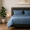 VEL VET HOME VelvetHome Bettwäsche 135x200 Baumwolle Jeans Blau Öko-Tex Made in EU 2-teilig Bettwäsche-Sets mit Reißverschluss 1x Bettbezug 135x200 cm + 1x Kissenbezug 80x80 cm