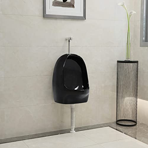 Vetnasa Urinoir Suspendu avec Valve de Chasse d'eau Céramique Noir,Quincaillerie,Plomberie,Équipements sanitaires,Toilettes & bidets,Urinoirs,Noir,9.1kg,143988