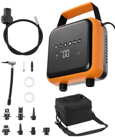 VEVOR Pompa per SUP ad Alta Pressione, Pompa ad Aria SUP a Doppio Stadio con Funzione di Spegnimento Automatico e Connettore per Auto a 12 V CC Ideale per Paddle Board Gonfiabili, Tende e Materassini