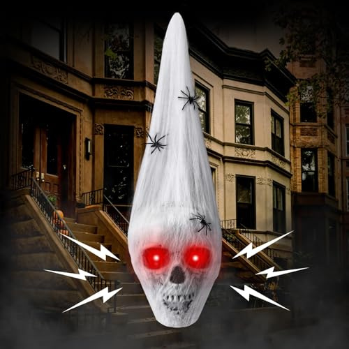 Interaktive Halloween Deko Outdoor Innen Skelett Totenkopf Ornament Mit Spinnennetz Und Gruseligem Design Animierte Totenkopf Dekoration Schädel Deko für Garten Hof Event