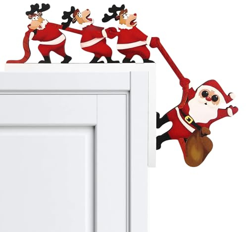 Türrahmen Deko Weihnachten, Weihnachten Elch Weihnachtsmann Creative Türecke Dekoration, Weihnachtsmann Türeckendekoration zum Deko Befüllen und Aufhängen Festival Ornament Home Decor
