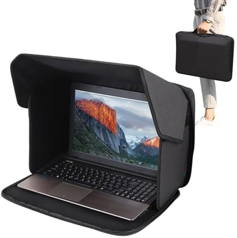 14”Laptop Sun Shade, Privacy Shield, Portable Case, Computer Sun Shade For Working Outside, Contrast Enhancement, Foldable Privacy Cover Hood 2-in-1