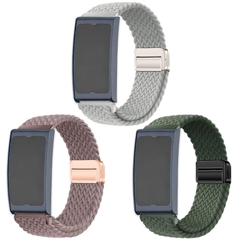 SUGARJAR 3 Stück Geflochtene Armband Kompatibel mit Amazfit Helio Strap, 22mm Elastischem Nylon Uhrenarmband mit Magnetverschluss Ersatzarmband Sport Amazfit Helio für Damen Herren