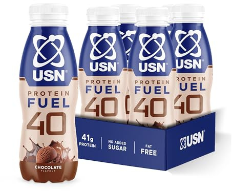 USN Protein Fuel 40 Ready-to-Drink I Chocolate I 6 x 500ml | 41g High Protein | 240kcal | Fat Free | No Added Sugar | Instant Gym Recovery Milkshake | Lean Muscle Builder Active Drink