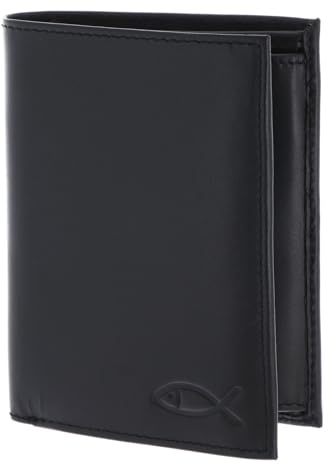 Oxmox Leder Geldbörse Leather RFID Protect Kombibörse Freedom Fish Embossed Black schwarz