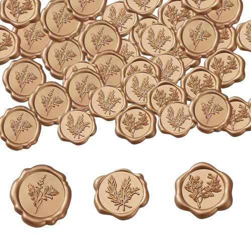 60 Stück Wachssiegel Selbstklebend im Vintage Bronze Stil, 3 Botanische Blumen Designs Siegel Aufkleber, Wachssiegel Hochzeit für Einladungen, Umschläge, Geschenkverpackungen & Scrapbooking