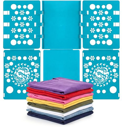 Plieuse à Linge Adulte et Enfant, Planche à Plier le Linge Rapide et Uniforme, Accessoire de Rangement Buanderie Idéal pour T-shirts, Chemises et Pulls, Bleu