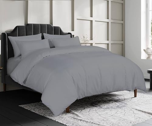 sleepdove® LUXURY EGYPTIAN COTTON 200 COUNT BEDDING SETS DUVET COVER SET (QUILT COVER WITH PILLOW CASES (King, Grey)