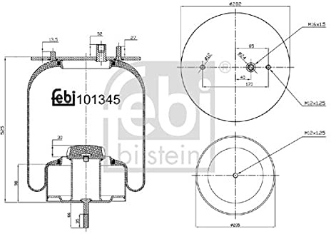 febi bilstein 101345 Luftfederbalg mit Stahlkolben und Kolbenstange , 1 Stück