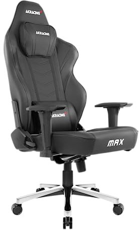 AKRacing Chair Master Max Gaming Stuhl, PU-Kunstleder, Schwarz/Schwarz, 5 Jahre Herstellergarantie