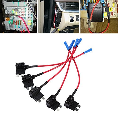 Auto Sicherung Adapter, 5 stücke Auto Add Circuit Flachstecksicherungshalter Sicherungshalter Fit für Standard-Blade-Sicherung (ATO, ATC) Sicherungen