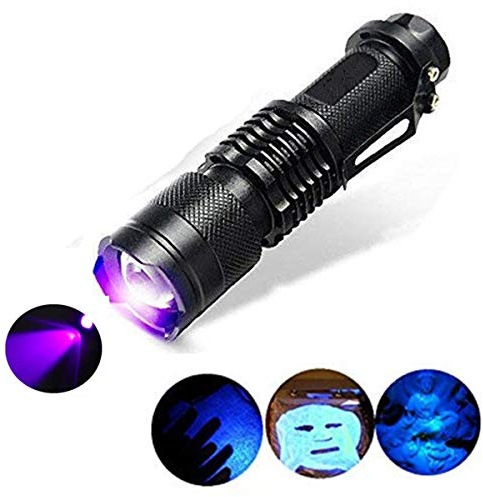 modaao UV-Taschenlampe, One Mode 300LM Zoomable 396nm UV-Ultraviolett-LED-Schwarzlicht zur Erkennung von Hundeflecken, die das Passportgeld, die Kosmetik und mehr prüfen