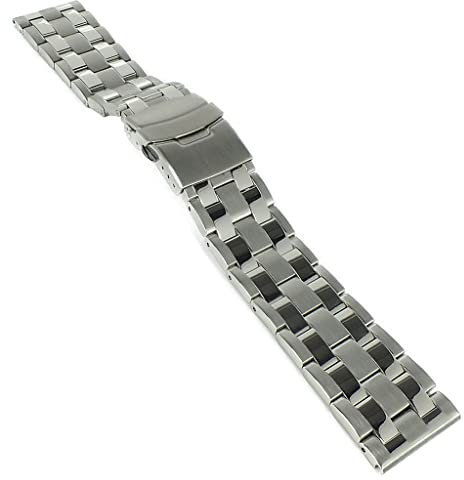 Herzog Edelstahlband Uhrenarmband 24mm Band silbern Faltschließe