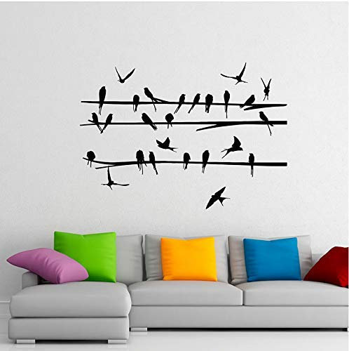 Vögel Auf Ast Wandtattoo Vogelschwarm Vinyl Aufkleber Tiere Interior Design Art Murals Haushaltswaren Schlafzimmer Wanddekoration 57X40Cm