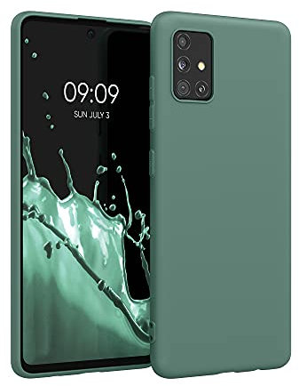 kwmobile Hülle kompatibel mit Samsung Galaxy A51 Hülle - weiches TPU Silikon Case - Cover geeignet für kabelloses Laden - Blaugrün